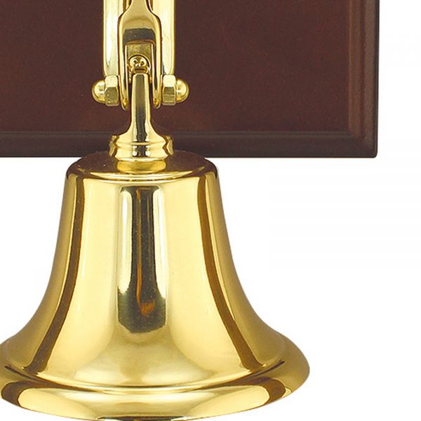 Uhr & Glocke auf Holzbrett