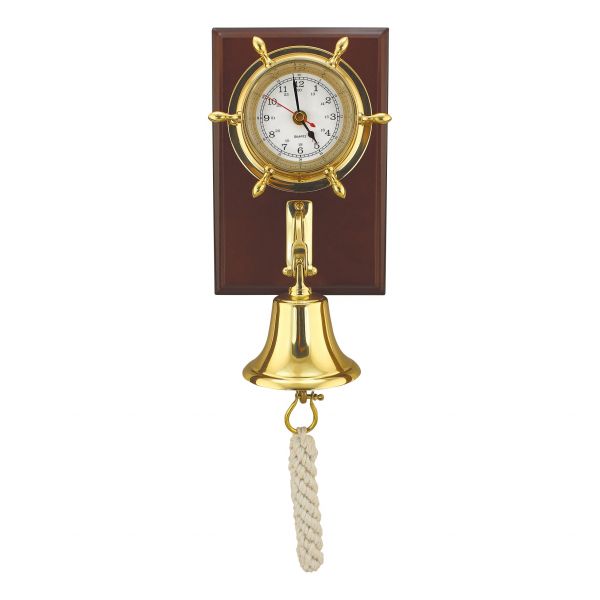 Uhr & Glocke auf Holzbrett 1205
