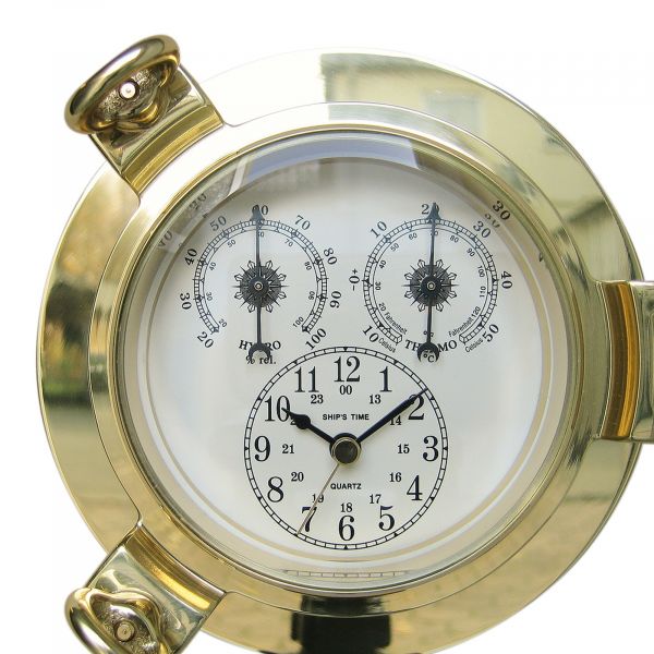 Uhr, Thermo- & Hygrometer im Bullauge