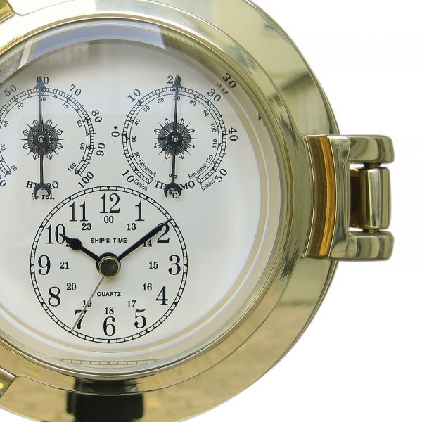 Uhr, Thermo- & Hygrometer im Bullauge