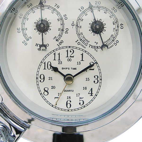 Uhr, Thermo- & Hygrometer im Bullauge