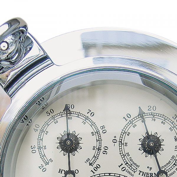 Uhr, Thermo- & Hygrometer im Bullauge