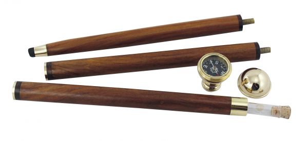 Spazierstock mit Kompaß & Glasröhrchen