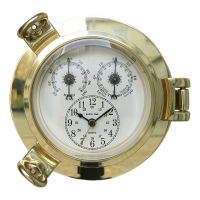 Uhr, Thermo- & Hygrometer im Bullauge