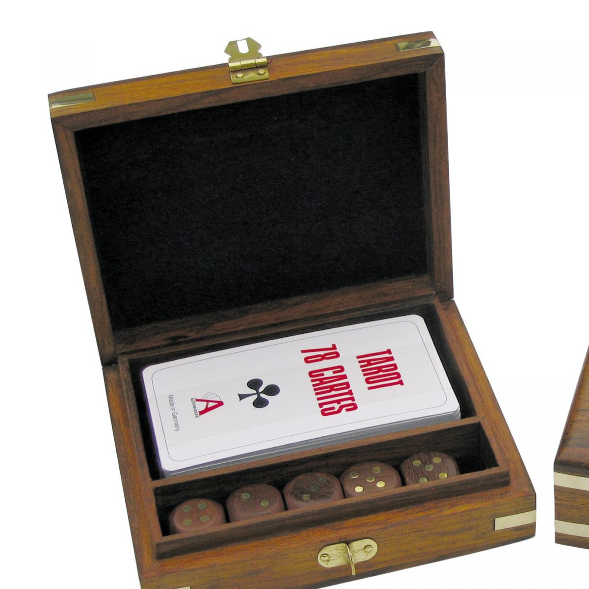 2. Bild Tarot-Kartenspiel & Würfel in der Holzbox 9041