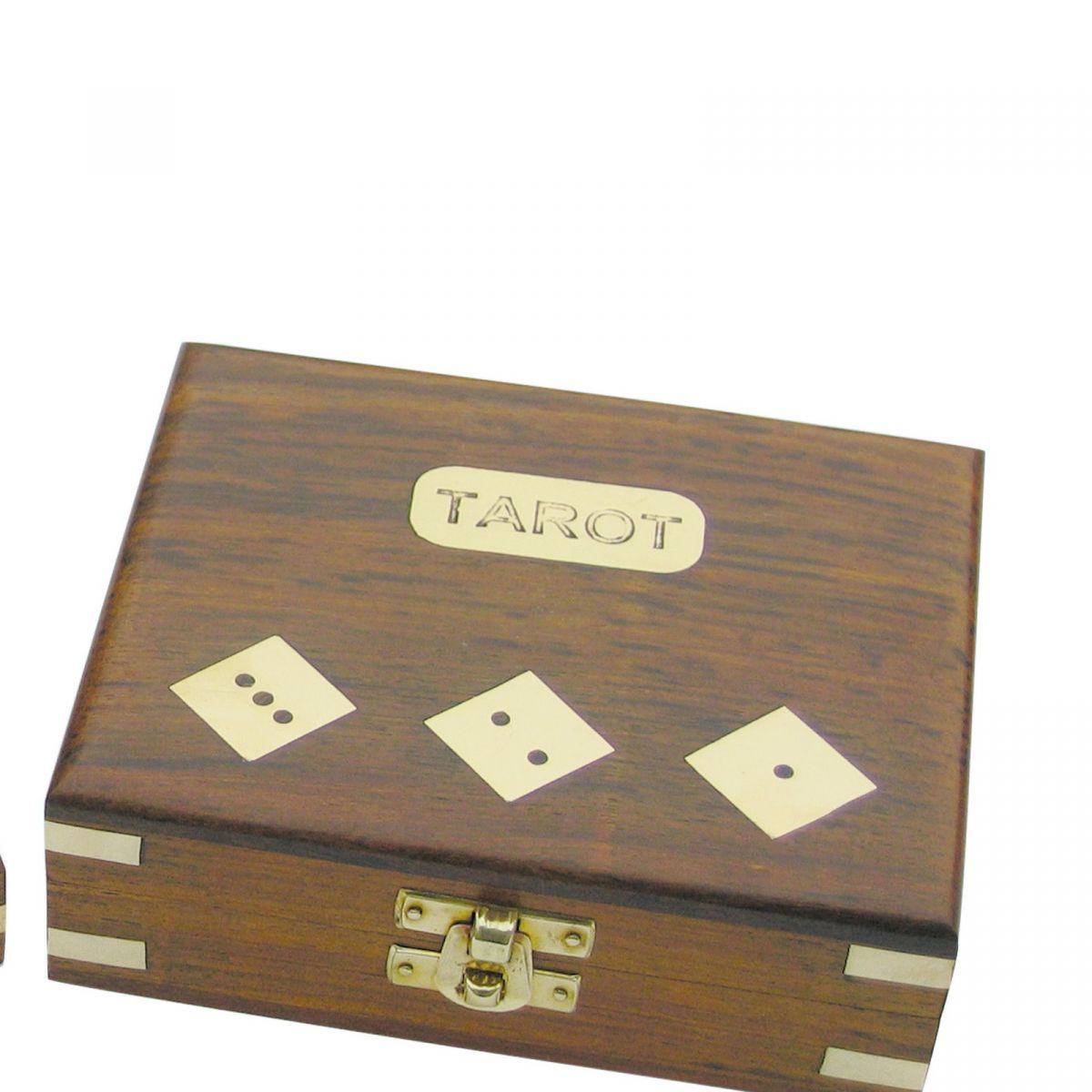 3. Bild Tarot-Kartenspiel & Würfel in der Holzbox 9041