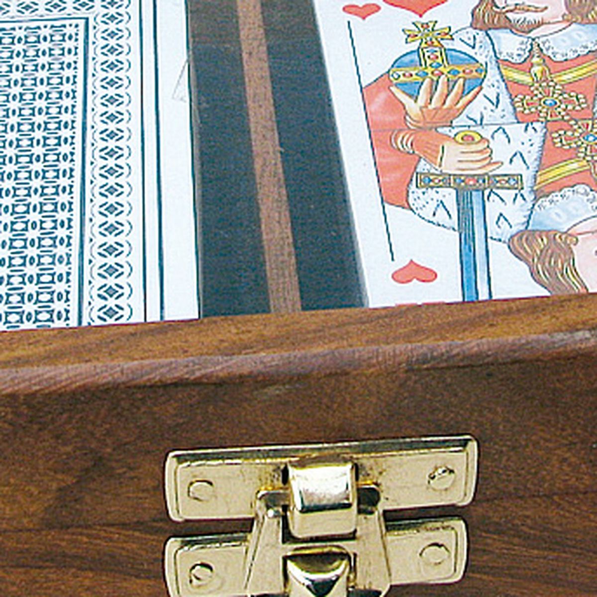4. Bild Spielkarten in Holzbox mit Glasdeckel 9136
