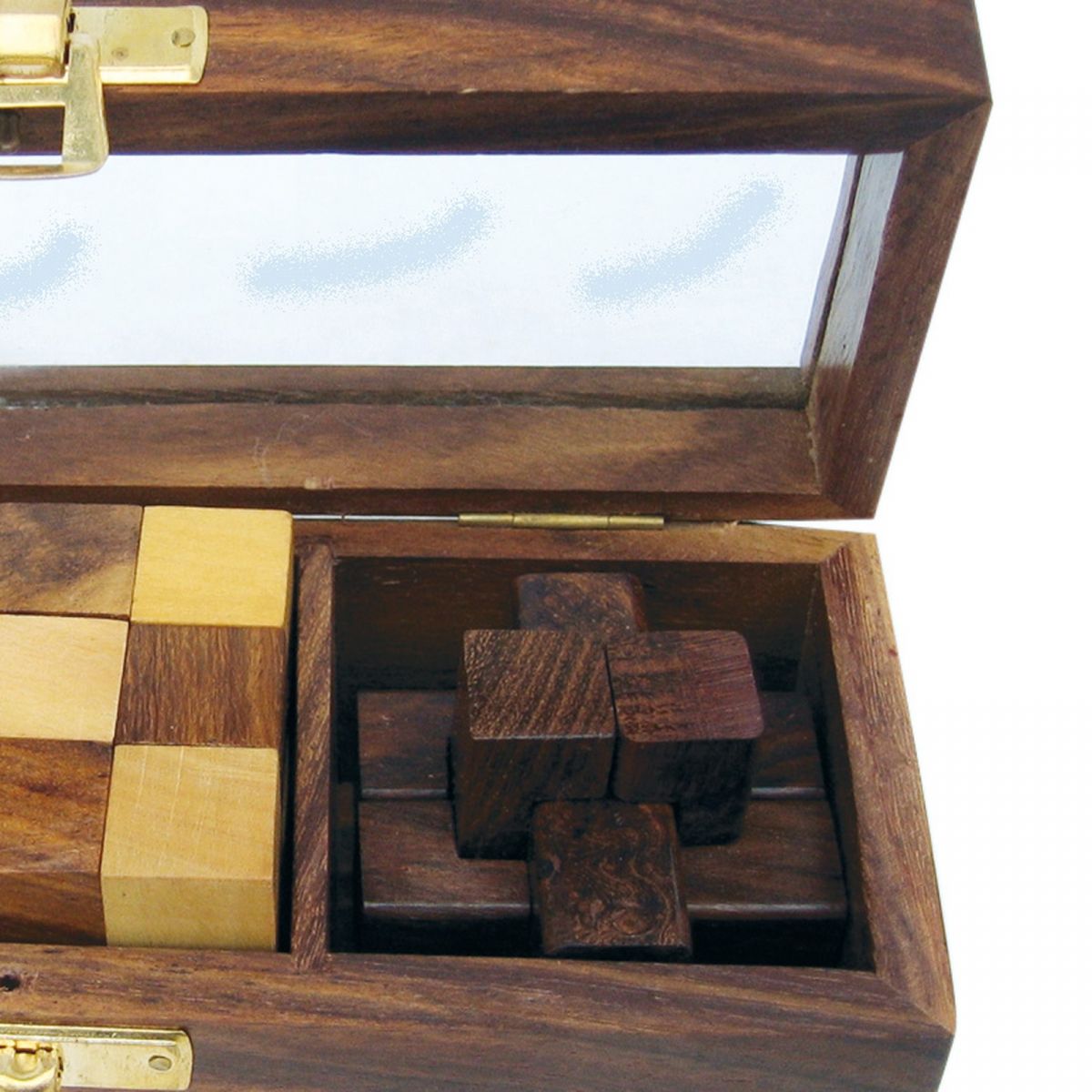 3. Bild 3 Knobelspiele in Holzbox mit Glasdeckel 9168