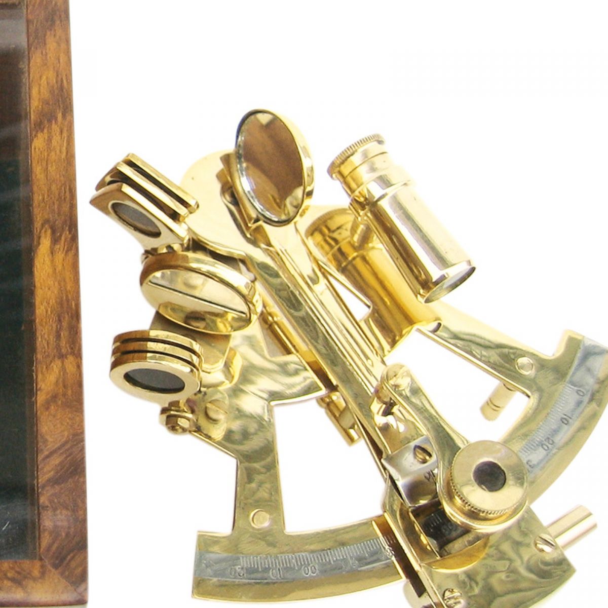 3. Bild Sextant in Holzbox in Holzbox mit Glasdeckel 9198