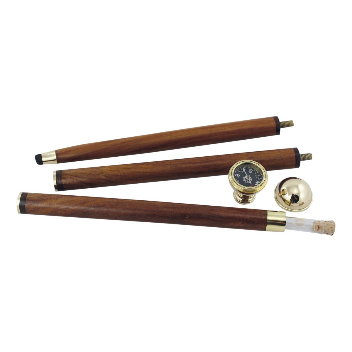 2. Bild Spazierstock mit Kompaß & Glasröhrchen 9355