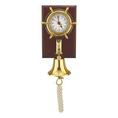 Uhr & Glocke auf Holzbrett 1205