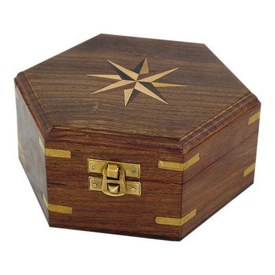 Holzbox mit Windrose-Inlay 9361