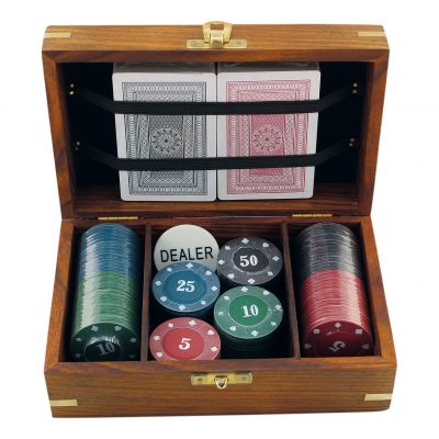 Poker-Spiel in Holzbox 9468